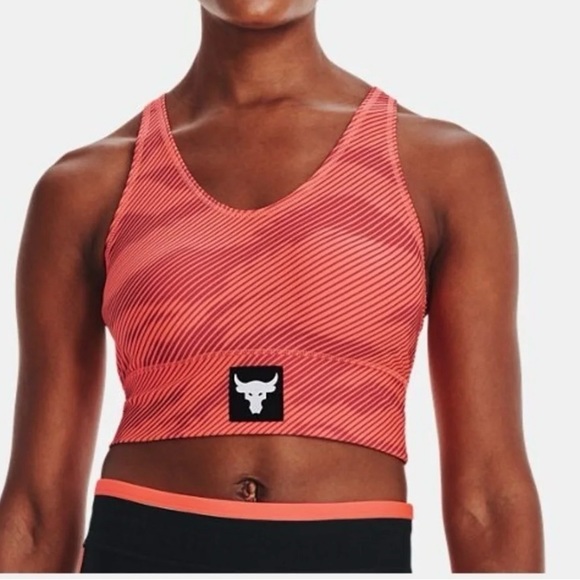 Under Armour Other - NWT Under Armour Project Rock HeatGear Sports  Bra Tangerine Size MD MSRP $50